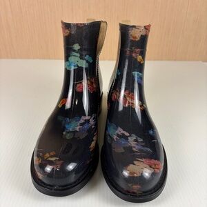Nicole Miller New York Floral Waterproof Ankle Rain Boots size 9